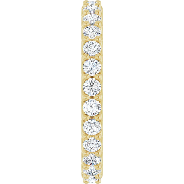 14K Gold Round Natural Diamond Shared-Prong Eternity Band – 2 mm Stones (3/4–7/8 CTW) - Yellow Gold - view 4