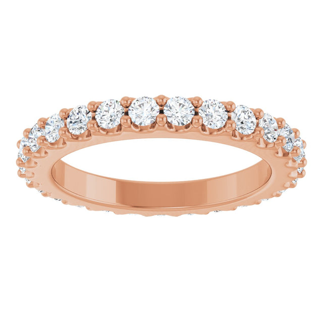 14K Gold Round Lab-Grown Diamond Shared-Prong Eternity Band – 2 mm Stones (3/4–7/8 CTW) - Rose Gold - view 3