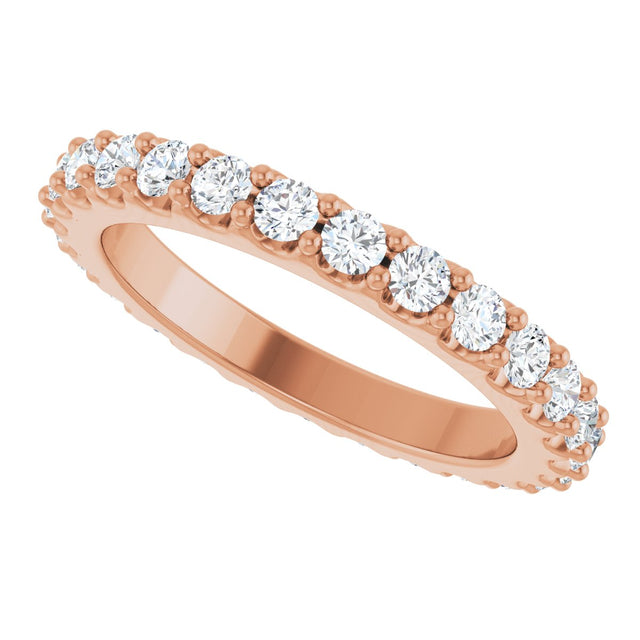 14K Gold Round Natural Diamond Shared-Prong Eternity Band – 2 mm Stones (3/4–7/8 CTW) - Rose Gold - view 5