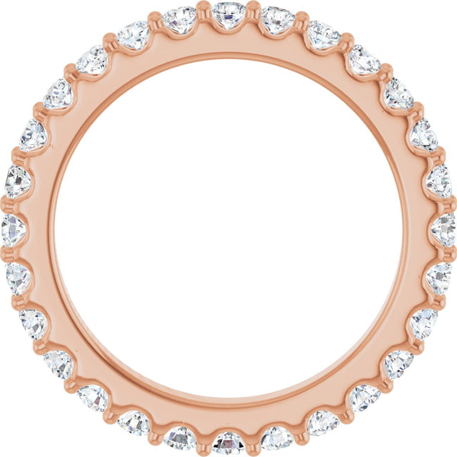 14K Gold Round Natural Diamond Shared-Prong Eternity Band – 2 mm Stones (3/4–7/8 CTW) - Rose Gold - view 2