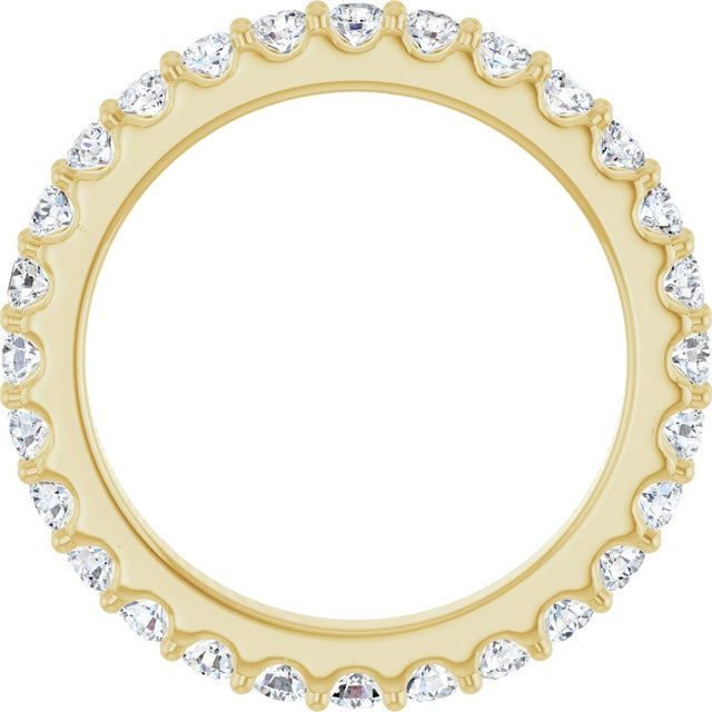 14K Gold Round Lab-Grown Diamond Shared-Prong Eternity Band – 2 mm Stones (3/4–7/8 CTW) - Yellow Gold - view 2