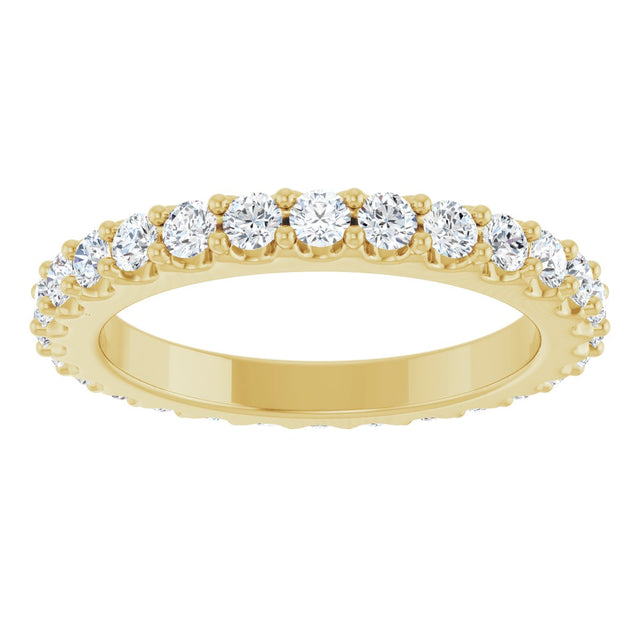 14K Gold Round Natural Diamond Shared-Prong Eternity Band – 2 mm Stones (3/4–7/8 CTW) - Yellow Gold - view 3