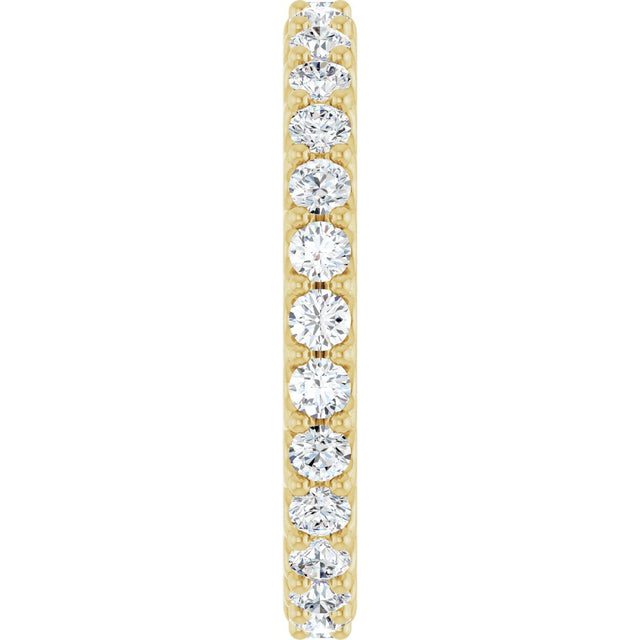 14K Gold Round Lab-Grown Diamond Shared-Prong Eternity Band – 2 mm Stones (3/4–7/8 CTW) - Yellow Gold - view 4