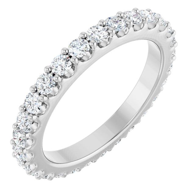 Platinum Round Lab-Grown Diamond Shared-Prong Eternity Band – 2 mm Stones (3/4–7/8 CTW)