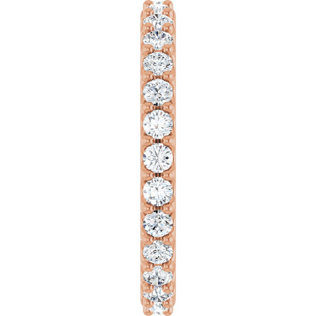 14K Gold Round Lab-Grown Diamond Shared-Prong Eternity Band – 2 mm Stones (3/4–7/8 CTW) - Rose Gold - view 4