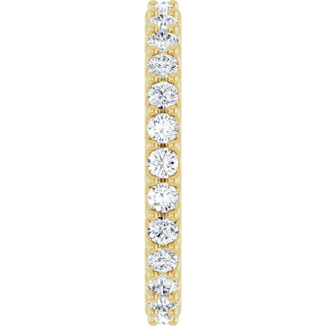 14K Gold Round Lab-Grown Diamond Shared-Prong Eternity Band – 2 mm Stones (3/4–7/8 CTW) - Yellow Gold - view 4