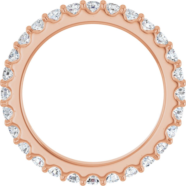 14K Gold Round Natural Diamond Shared-Prong Eternity Band – 2 mm Stones (3/4–7/8 CTW) - Rose Gold - view 2