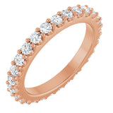 14K Gold Round Lab-Grown Diamond Shared-Prong Eternity Band – 2 mm Stones (3/4–7/8 CTW) - Rose Gold
