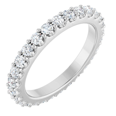 Platinum Round Lab-Grown Diamond Shared-Prong Eternity Band – 2 mm Stones (3/4–7/8 CTW)