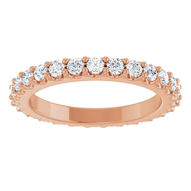 14K Gold Round Lab-Grown Diamond Shared-Prong Eternity Band – 2 mm Stones (3/4–7/8 CTW) - Rose Gold - view 3