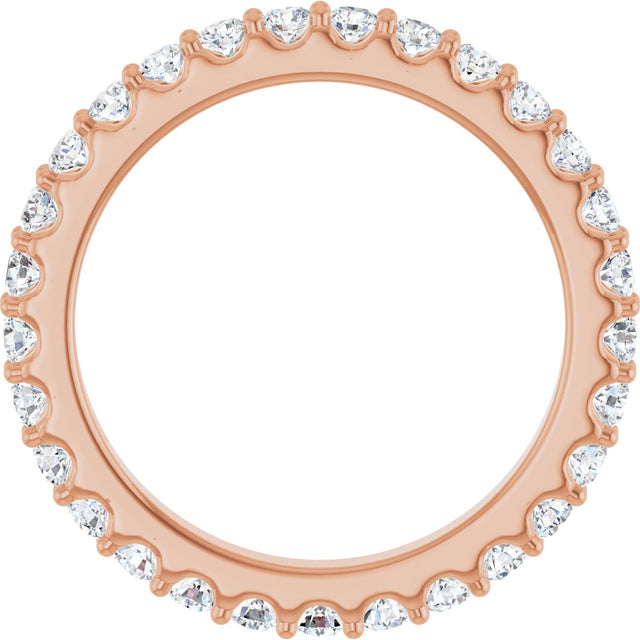 14K Gold Round Lab-Grown Diamond Shared-Prong Eternity Band – 3 mm Stones (1 3/4–2 1/5 CTW) .0 - Rose Gold - view 2