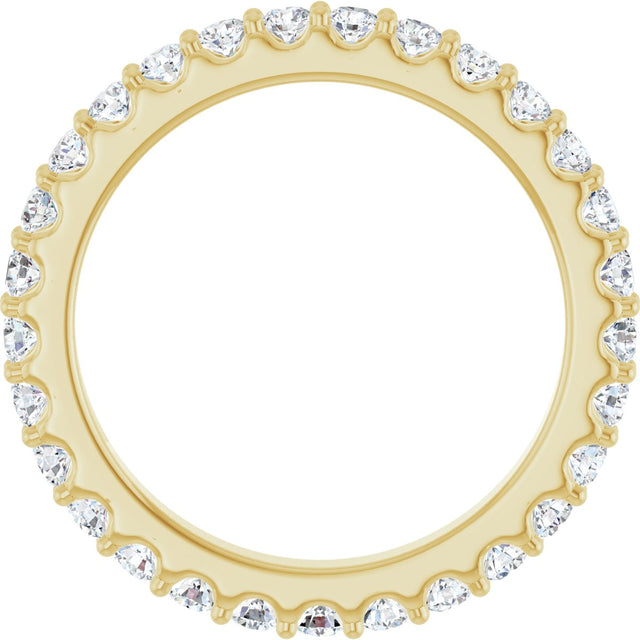 14K Gold Round Lab-Grown Diamond Shared-Prong Eternity Band – 3 mm Stones (1 3/4–2 1/5 CTW) .0 - Yellow Gold - view 2
