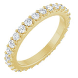 14K Gold Round Lab-Grown Diamond Shared-Prong Eternity Band – 2 mm Stones (3/4–7/8 CTW) - Yellow Gold