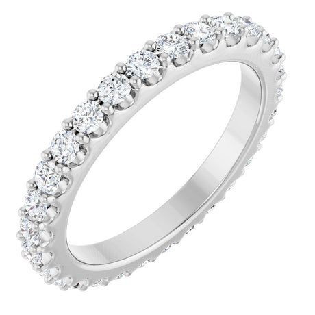 Platinum Round Natural Diamond Shared-Prong Eternity Band – 2 mm Stones (3/4–7/8 CTW)