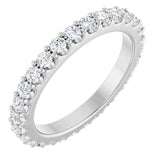 14K Gold Round Lab-Grown Diamond Shared-Prong Eternity Band – 2 mm Stones (3/4–7/8 CTW) - White Gold