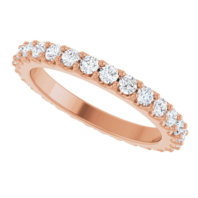 14K Gold Round Lab-Grown Diamond Shared-Prong Eternity Band – 3 mm Stones (1 3/4–2 1/5 CTW) .0 - Rose Gold - view 5