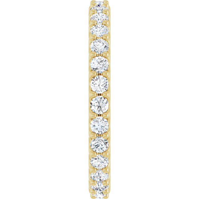 14K Gold Round Lab-Grown Diamond Shared-Prong Eternity Band – 2 mm Stones (3/4–7/8 CTW) - Yellow Gold - view 4