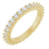 14K Gold Round Lab-Grown Diamond Shared-Prong Eternity Band – 2 mm Stones (3/4–7/8 CTW) - Yellow Gold