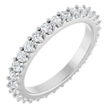 14K Gold Round Lab-Grown Diamond Shared-Prong Eternity Band – 2 mm Stones (3/4–7/8 CTW) - White Gold