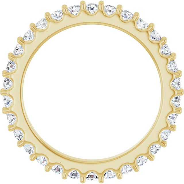 14K Gold Round Natural Diamond Shared-Prong Eternity Band – 2 mm Stones (3/4–7/8 CTW) - Yellow Gold - view 2