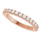 14K Gold Round Lab-Grown Diamond Shared-Prong Eternity Band – 2 mm Stones (3/4–7/8 CTW) - Rose Gold - view 5