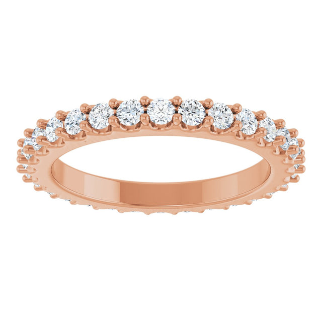 14K Gold Round Lab-Grown Diamond Shared-Prong Eternity Band – 2 mm Stones (3/4–7/8 CTW) - Rose Gold - view 3