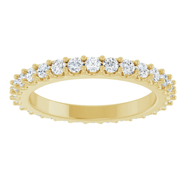 14K Gold Round Natural Diamond Shared-Prong Eternity Band – 2 mm Stones (3/4–7/8 CTW) - Yellow Gold - view 3