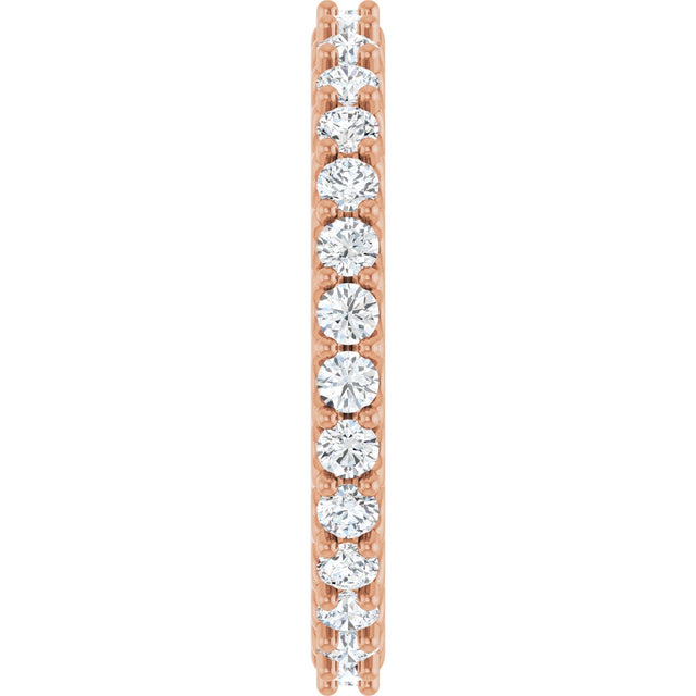 14K Gold Round Lab-Grown Diamond Shared-Prong Eternity Band – 2 mm Stones (3/4–7/8 CTW) - Rose Gold - view 4