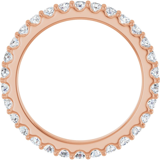 14K Gold Round Lab-Grown Diamond Shared-Prong Eternity Band – 2 mm Stones (3/4–7/8 CTW) - Rose Gold - view 2