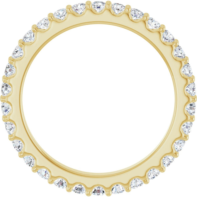 14K Gold Round Lab-Grown Diamond Shared-Prong Eternity Band – 2 mm Stones (3/4–7/8 CTW) - Yellow Gold - view 2