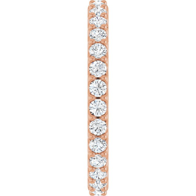 14K Gold Round Lab-Grown Diamond Shared-Prong Eternity Band – 2 mm Stones (3/4–7/8 CTW) - Rose Gold - view 4