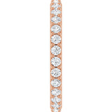 14K Gold Round Natural Diamond Shared-Prong Eternity Band – 2 mm Stones (3/4–7/8 CTW) - Rose Gold - view 4