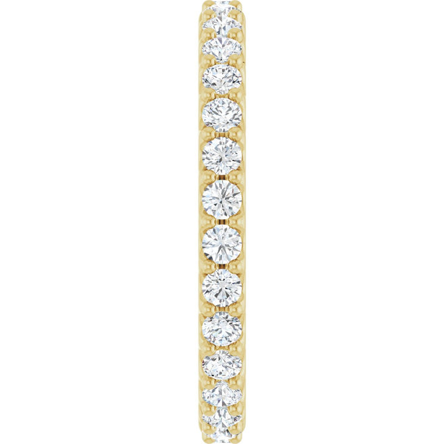 14K Gold Round Lab-Grown Diamond Shared-Prong Eternity Band – 2 mm Stones (3/4–7/8 CTW) - Yellow Gold - view 4