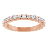 14K Gold Round Lab-Grown Diamond Shared-Prong Eternity Band – 2 mm Stones (3/4–7/8 CTW) - Rose Gold - view 3