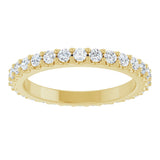 14K Gold Round Natural Diamond Shared-Prong Eternity Band – 2 mm Stones (3/4–7/8 CTW) - Yellow Gold - view 3
