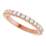 14K Gold Round Natural Diamond Shared-Prong Eternity Band – 2 mm Stones (3/4–7/8 CTW) - Rose Gold - view 5