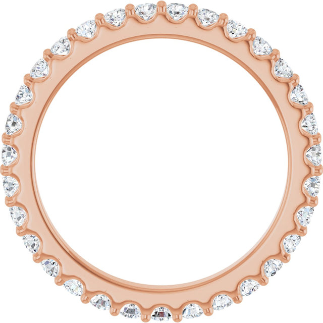 14K Gold Round Natural Diamond Shared-Prong Eternity Band – 2 mm Stones (3/4–7/8 CTW) - Rose Gold - view 2