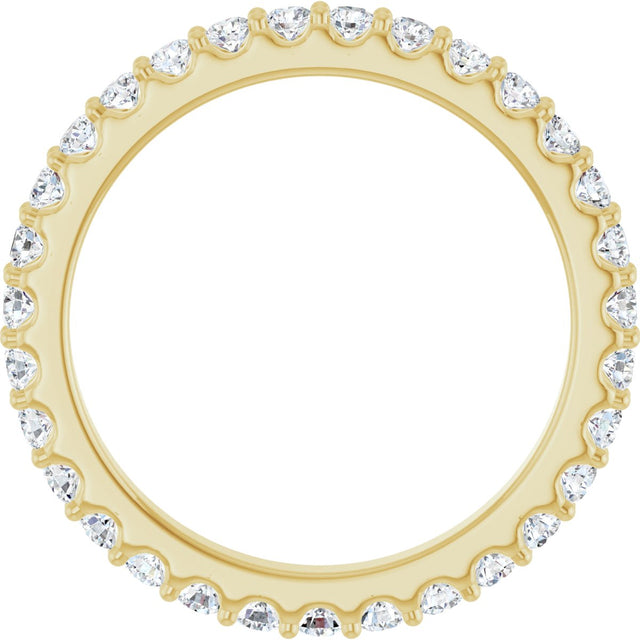 14K Gold Round Natural Diamond Shared-Prong Eternity Band – 2 mm Stones (3/4–7/8 CTW) - Yellow Gold - view 2