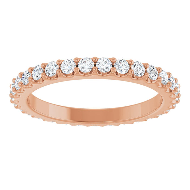 14K Gold Round Lab-Grown Diamond Shared-Prong Eternity Band – 2 mm Stones (3/4–7/8 CTW) - Rose Gold - view 3