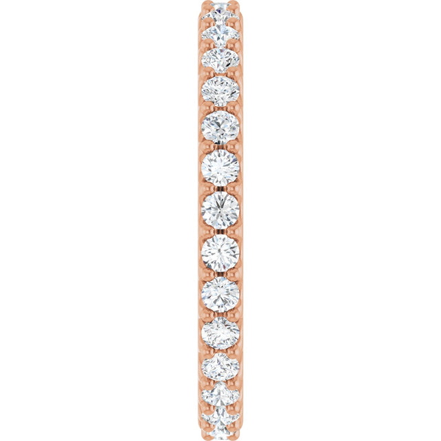 14K Gold Round Natural Diamond Shared-Prong Eternity Band – 2 mm Stones (3/4–7/8 CTW) - Rose Gold - view 4