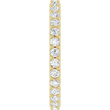 14K Gold Round Natural Diamond Shared-Prong Eternity Band – 2 mm Stones (3/4–7/8 CTW) - Yellow Gold - view 4