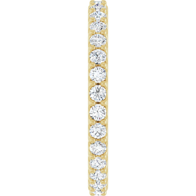 14K Gold Round Natural Diamond Shared-Prong Eternity Band – 2 mm Stones (3/4–7/8 CTW) - Yellow Gold - view 4