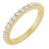 14K Gold Round Lab-Grown Diamond Shared-Prong Eternity Band – 2 mm Stones (3/4–7/8 CTW) - Yellow Gold