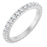 14K Gold Round Natural Diamond Shared-Prong Eternity Band – 2 mm Stones (3/4–7/8 CTW) - White Gold