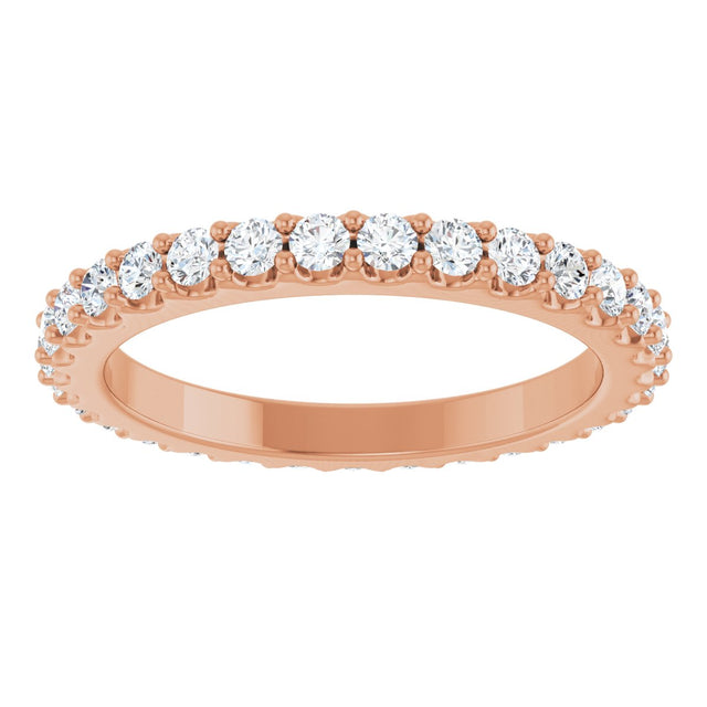 14K Gold Round Lab-Grown Diamond Shared-Prong Eternity Band – 2 mm Stones (3/4–7/8 CTW) - Rose Gold - view 3