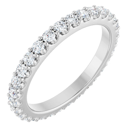 Platinum Round Lab-Grown Diamond Shared-Prong Eternity Band – 2 mm Stones (3/4–7/8 CTW)