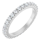 14K Gold Round Natural Diamond Shared-Prong Eternity Band – 2 mm Stones (3/4–7/8 CTW) - White Gold