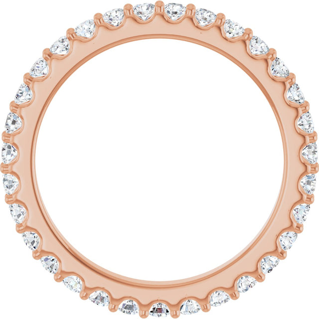 14K Gold Round Natural Diamond Shared-Prong Eternity Band – 2 mm Stones (3/4–7/8 CTW) - Rose Gold - view 2
