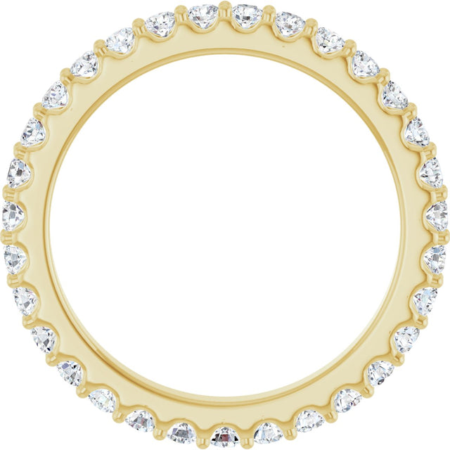 14K Gold Round Natural Diamond Shared-Prong Eternity Band – 2 mm Stones (3/4–7/8 CTW) - Yellow Gold - view 2