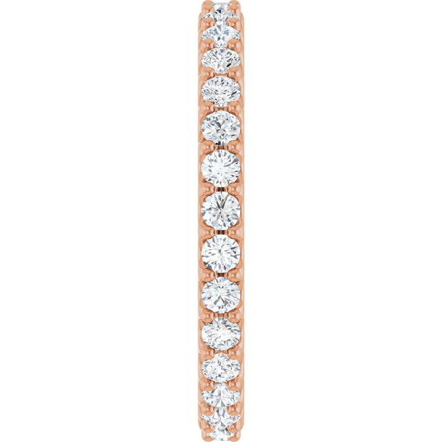 14K Gold Round Lab-Grown Diamond Shared-Prong Eternity Band – 2 mm Stones (3/4–7/8 CTW) - Rose Gold - view 4